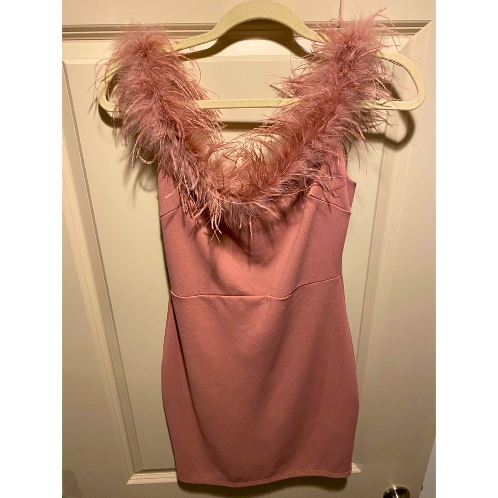 Pink ostrich feather dress
